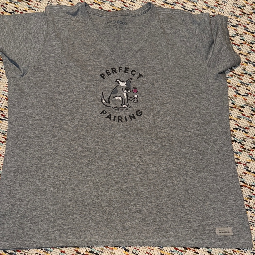 Life Is Good Gray V-Neck Tee - Soft Heather